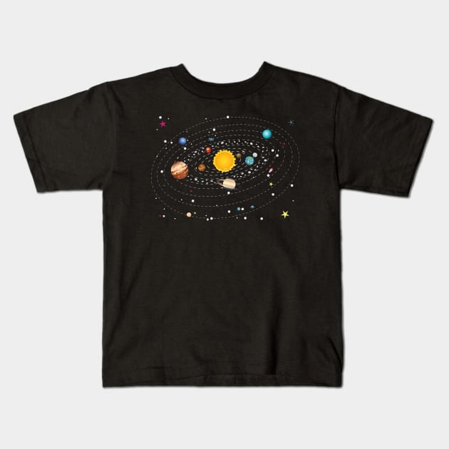 Planets of Solar System Kids T-Shirt by AnnArtshock